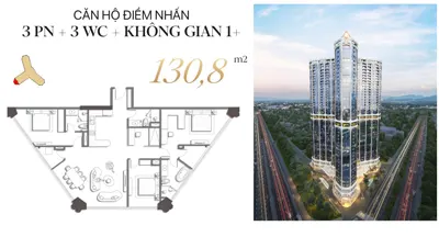 Căn hộ điểm nhấn 3PN 3WC không gian +1